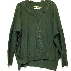 Gianni Bini Wool Blend Relaxed Sweater Large Green Oversized Slouchy Loungewear